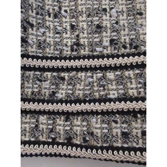 JONES NEW YORK Petite Black Cream Boucle Front Zip Jacket Blazer Womens Size 10P - Picture 4 of 7